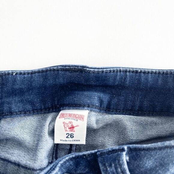 True Religion Womens Denim Jeans Skinny Embroidered Floral Blue Wash Size 26 - Picture 6 of 10